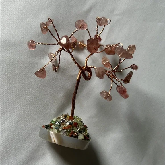 Natural Rose Quartz Copper Wire Wrapped Tree Of Life - Picture 3 of 10